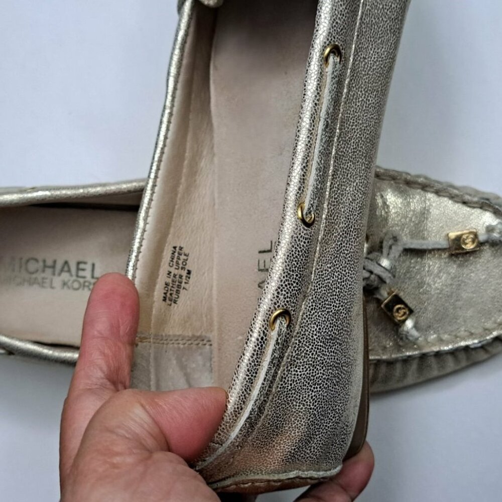 MICHAEL KORS Metallic Genuine Leather Fulton Juliette Moccasin Loafer